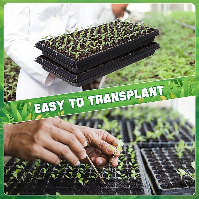 Vesici 60 Pack Seed Starter Trays and 72-Cell Plug Trays Sturdy Plastic Seedling Nursery Bundle for Microgreens 1020 Tray Germination Plant Propagation and Seed Starting &amp Transplanting