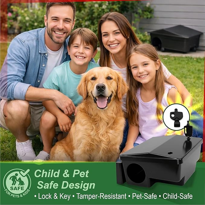 Rat Bait Stations by Eco Pro - Rat and Mouse Trap Alternative - Keep Pets and Children Safe - Pellet or Block (not Included) for Rats and Mice is Safely Placed Inside Under Lock and Key - 2 Pack