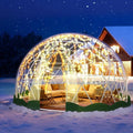 12FT Garden Dome Tent Geodesic Dome Greenhouse with PVC Clear Cover Waterproof Garden Bubble Dome Tent House with 2 x 10M Light Strings for Outdoor Patio Party Green Edge 12.5FT/3.81M