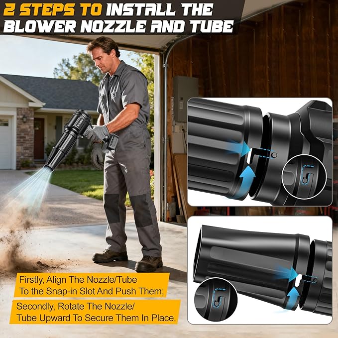Brushless Cordless Leaf Blower Compatible for Dewalt 20V Battery(NO Battery) Mini Turbo Jet Blower With 2 Nozzles Lightweight &amp One-hand Use For Patio Garage Yard Snow Cleaning Car Dryer(Tool O