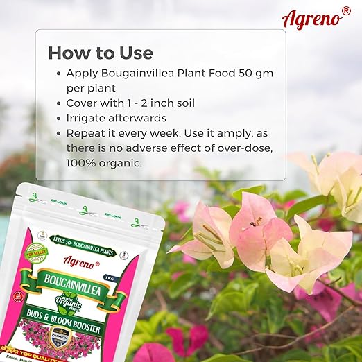 Agreno® Bougainvillea Buds and Bloom Booster Essential Organic Powerful Fertilizer Granule for Overall Fast Growth and Heavy Flowering of Bougainvillea Plants. (1 kg)