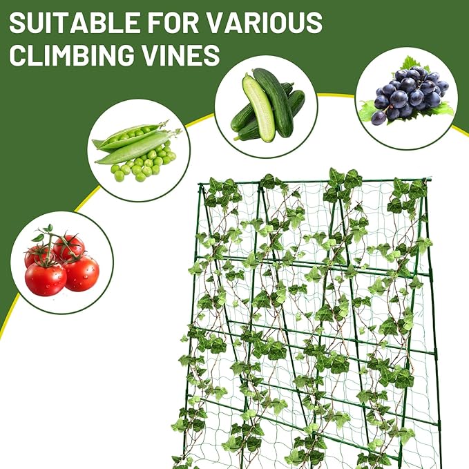 Large A-Frame Garden Trellis for Tomatoes Cucumbers &amp Heavy Climbing Plants - Rust-Resistant Heavy-Duty Steel Perfect for Outdoor Gardens &amp Vertical Gardening(47 W x 63 H)