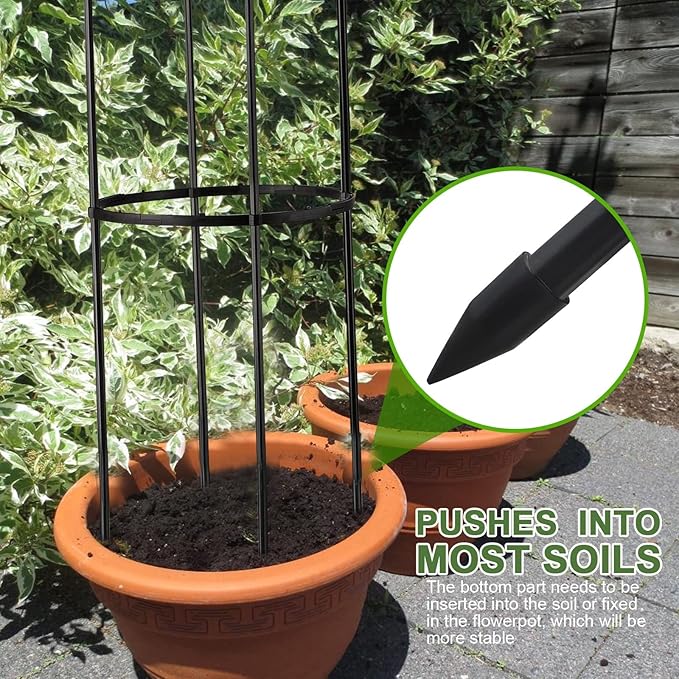 Garden Obelisks Plant Trellis5FT Garden Trellis for Climbing PlantsRustproof Outdoor Metal Plant Trellis with Plastic CoatingTall Tower Obeliskfor Flowers Vegetable Fruits Vines Support (5FT/150cm)