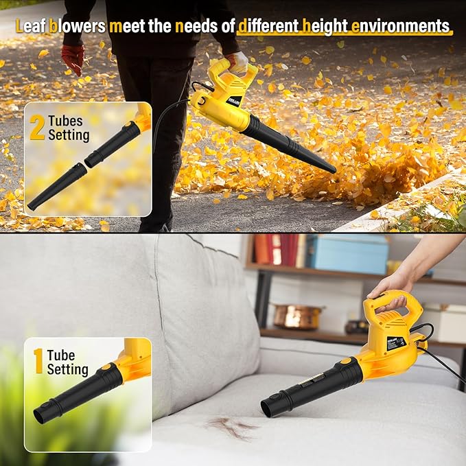 Electric Leaf Blower Corded 7-AMP Leaf Blowers 155MPH/350CFM Small Handheld Lawn Blower Lightweight &amp Portable for Lawn Care