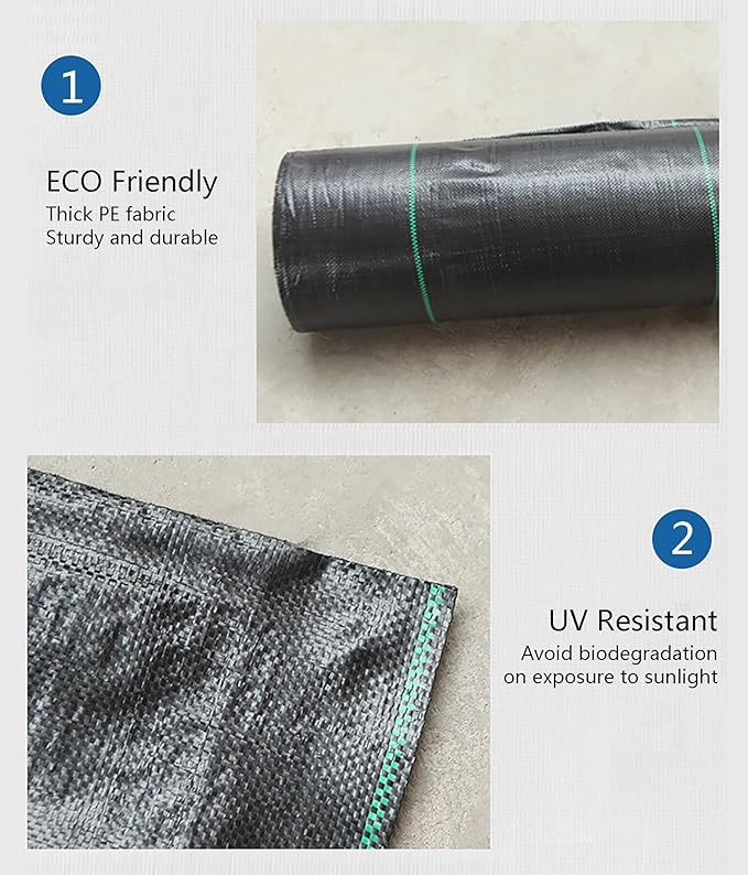 Weed Control Membrane High Tensile Weed Barrier Fabric UV Stabilised Ground Cover Membrane Resistant Weed Matting for Artificial Grass Patios Paths Flower Beds(1.2 * 100m)