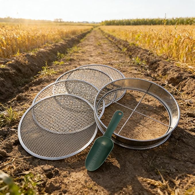 Metal Garden -Garden Soil Sifter - Quick-Release Stainless Steel Sieve Durable Easy-Install Design Efficient Soil Filtration | Convenient Use with Lightweight Construction | Gravel Sawdust