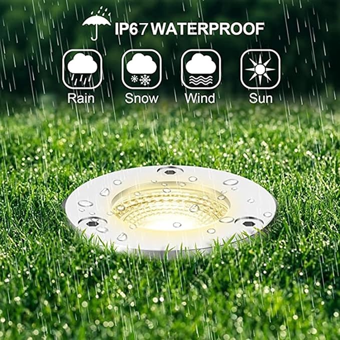 Ground LED Landscape Lights - Outdoor Buried Lamp IP67 Waterproof Recessed Spotlight AC85-265V Stainless Steel Round Well Light for Patio Driveway Deck LightBlue Light 18 W