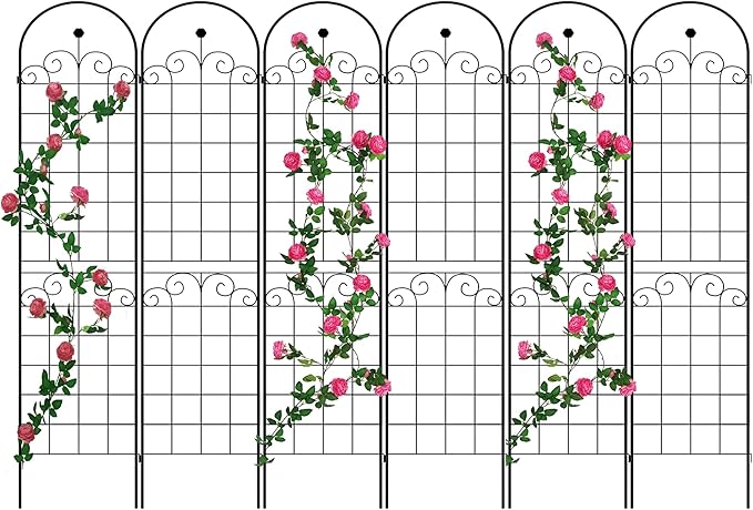 2 Pack Metal Garden Trellis 86.7 H Garden Fence Rustproof Trellis for Climbing Plants Support Roses Flower Outdoor Lawn Black 7.2 FT Tall