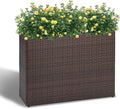 LEWIS&ampWAYNE Large Rectangular Block Planter Box Handmade Wicker Tall Planters for Outdoor Plants with Removable Liners Modern Planter for Indoor Outdoor Patio Deck - Brown 38''x11''x30''
