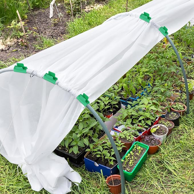 40-Pack Greenhouse Clamps for 1 Inch PVC Pipe Greenhouse Film Clamps Shading Net Rod Clip for Garden Net/Row Cover/Greenhouse Plastic [Grass Green]