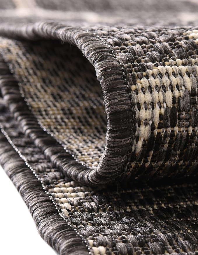 Unique Loom Outdoor Trellis Collection Area Rug (2' 2 x 3' 7 Hearth Black/Ivory)