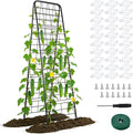 WAENLIR 63x17inch Cucumber Trellis Tomato cage with Dense Steel Grid–A-Frame Heavy Duty Metal Trellis for Raised Beds Cattle Panels for Garden Trellis for Climbing Plants Outdoor (Black 63x17inch)