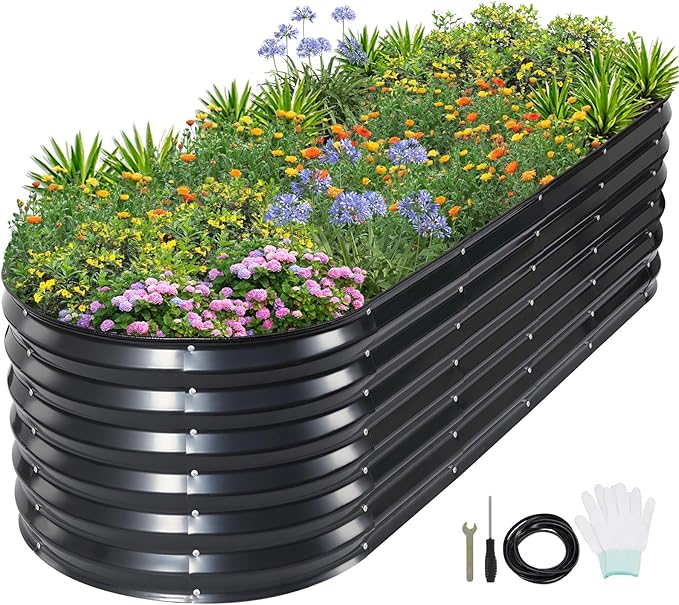 1MORE Raised Garden Bed- Planter Garden Boxes Outdoor Raised Beds for Gardening.6X2X1.4FT(1pcs)-Grey