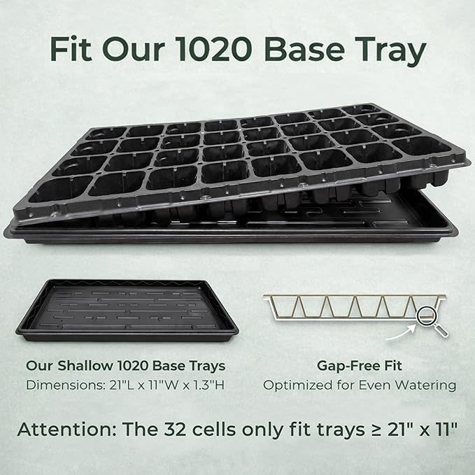 Gardzen 10 Pack 32 Cell Seed Starter Trays 2 Deep Plug Tray for Seedlings Heavy Duty Seedling Trays with Drainage Holes Fit Standard 1020 Drip Tray