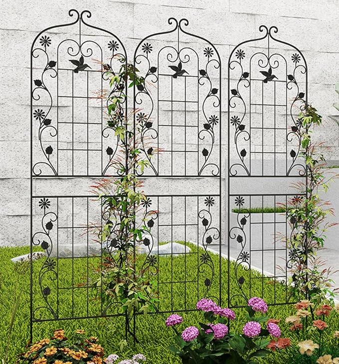 1 Pack Large Garden Trellis for Climbing Plants 6ft/6.8ft Heavy Duty Rustproof Plant Trellis for Patio Lawn Yard Backyard Wall Brackets (Color : Black- 210cm-82.6in Size : 5pcs)