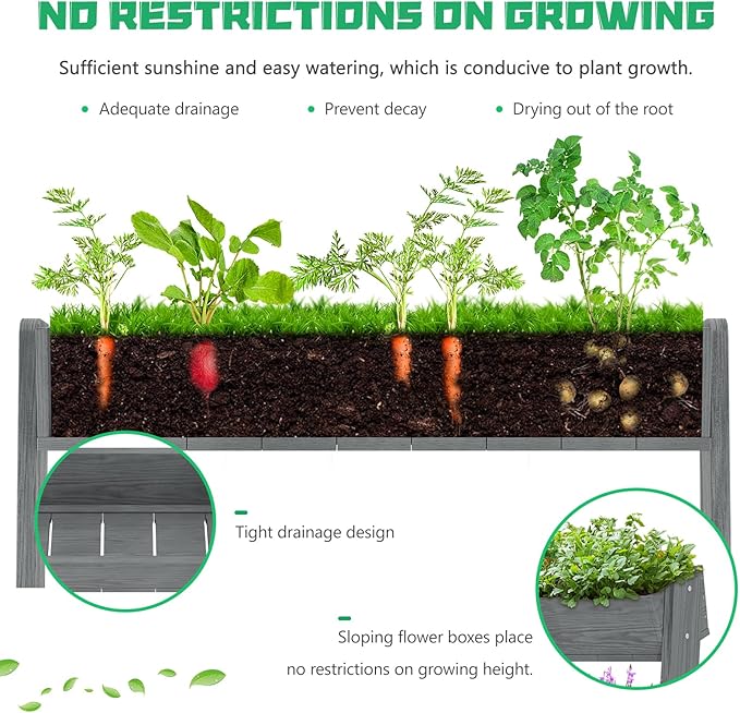 DoCred Vertical Wooden Raised Garden Bed 4 Tier Garden Planters Freestanding Wood Plant Stand Flower Rack Wooden Planter Box for Plants Herbs Flowers Vegetables Outdoor Indoor Gardening