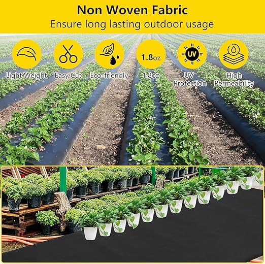 4ft x100ft Weed Barrier Landscape Fabric Premium Non-Woven 1.8oz Ground Cover Weed Block Gardening Mat Easy Setup &amp Superior Weed Control for Erosion Control Weed Block Ground Cover