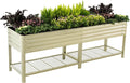 Elevated Raised Garden Bed-V Series 2' x 8' Garden Beds with Legs &amp Storage Rack for Patio Porch 1400 Lbs Weight Capacity Outdoor Planter Boxes for Gardening Herbs Vegetables Flowers Pearl Whi