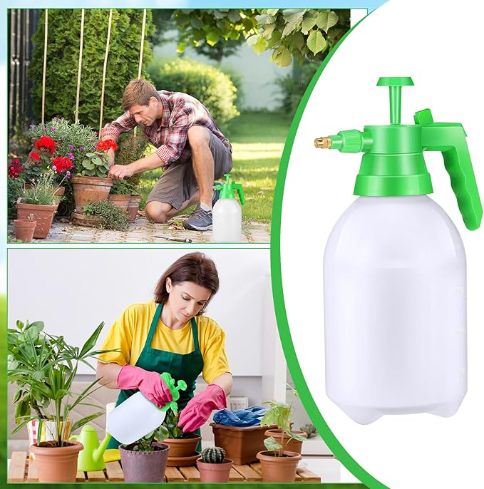 Nuogo 3 Pcs Handheld Pump Sprayer Manual Garden Sprayer Pressure Sprayer Pump Spray Bottle with Adjustable Brass Nozzle for Lawn Plants Weeds Spraying Watering
