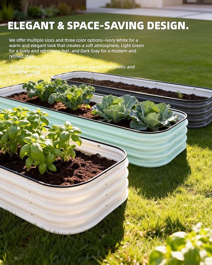 DaisyVibe Raised Garden Bed Kit Planter Raised Garden Boxes Outdoor Oval Large Metal Raised Garden Beds for Vegetables Flowers (Green 6.5ftx2ftx1ft)