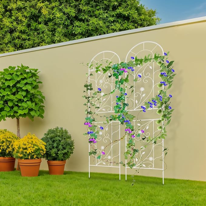 2 Pack 20.08×82.68in Rustic Iron Garden Trellis – Weather-Resistant Plant Support for Outdoor Climbing Vines Flowers &amp Vegetables