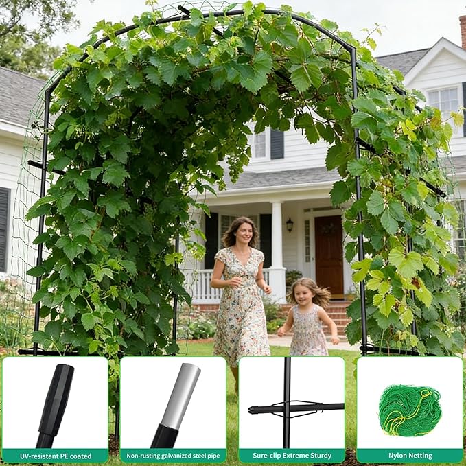 Tall Garden Arch Trellis for Climbing Plants 87in Tall Metal Plant Support Trellis Archway for Climbing Plant Vegetables Cucumber Outdoor Yard Lawn Garden Arch Tunnel Trellis