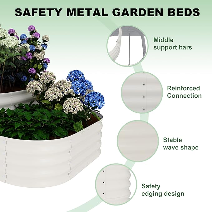 GarveeHome Galvanized Steel Raised Garden Bed - 30.7 in Deep Open-Base DesignAssembly &amp Expandable Planter Box for Vegetables/Flowers Family-Friendly Gardening Kit (5x3.5x2.5 ft)White
