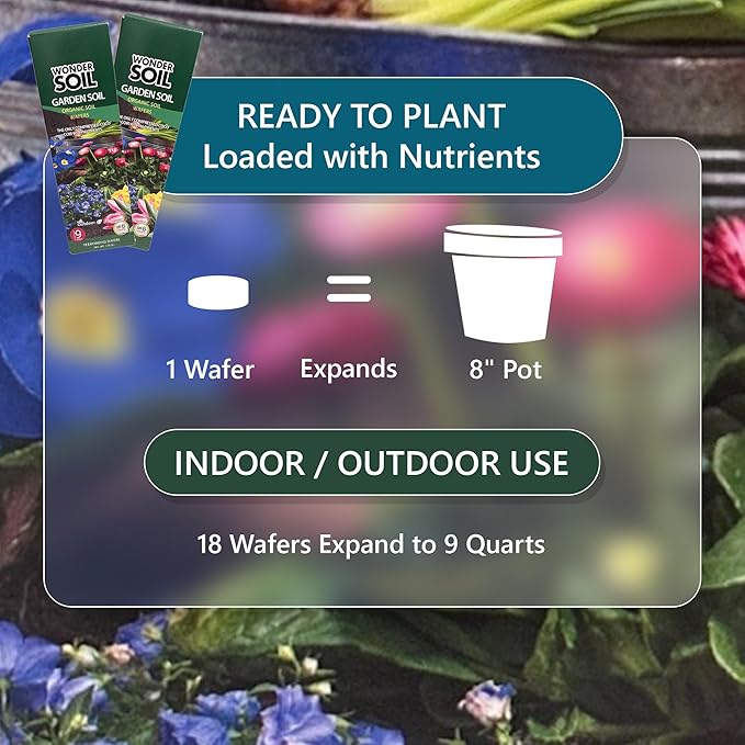 Wonder Soil | 18 Wafers | 1 Wafer Fills an 8 Pot | Ready to Plant Organic Potting Soil Loaded with Nutrients | 18 Wafers Expand to 9 Quarts of Indoor Outdoor Soil | Incl Worm Castings Perlite