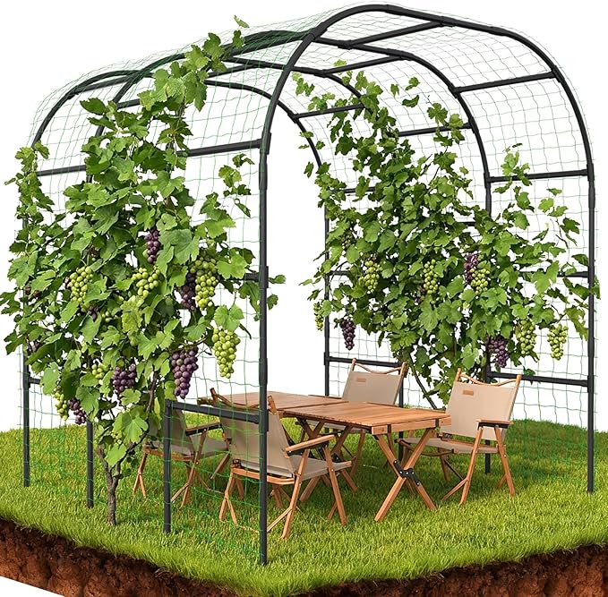 Tall Garden Arch Trellis for Climbing Plants 88in Tall Metal Plant Support Trellis Archway for Climbing Plant Vegetables Cucumber Outdoor Yard Lawn Garden Arch Tunnel Trellis
