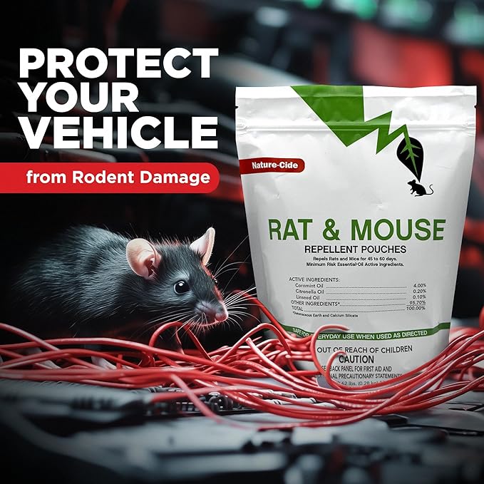 Nature-Cide Rat &amp Mouse Pouches - Plant-Based Formula for Indoor &amp Enclosed Spaces - Fresh Mint Aroma 45-60 Day Use - 25 sq ft Coverage per Pouch (Pack of 48)
