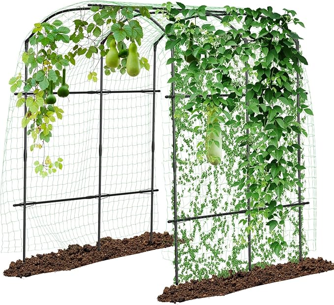 DoCred Tall Garden Arch Trellis for Climbing Plants 87in Tall Metal Plant Support Trellis Archway for Climbing Vine Vegetable/Fruit/Flower Outdoor Yard Lawn Garden Arch Tunnel Trellis