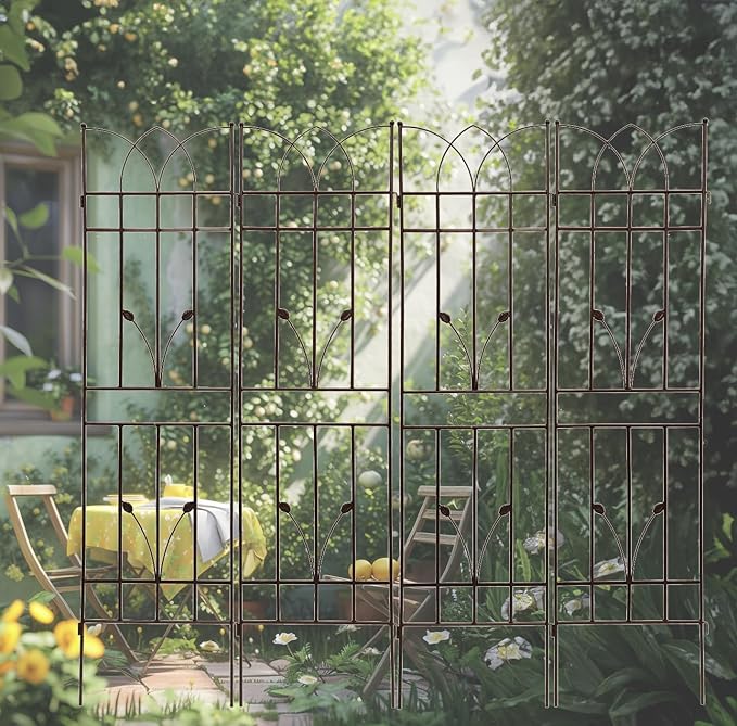 4 Pack Metal Garden Trellis 71 x 17.7 Rustproof Trellis for Climbing Plants Outdoor Flower Support Brown