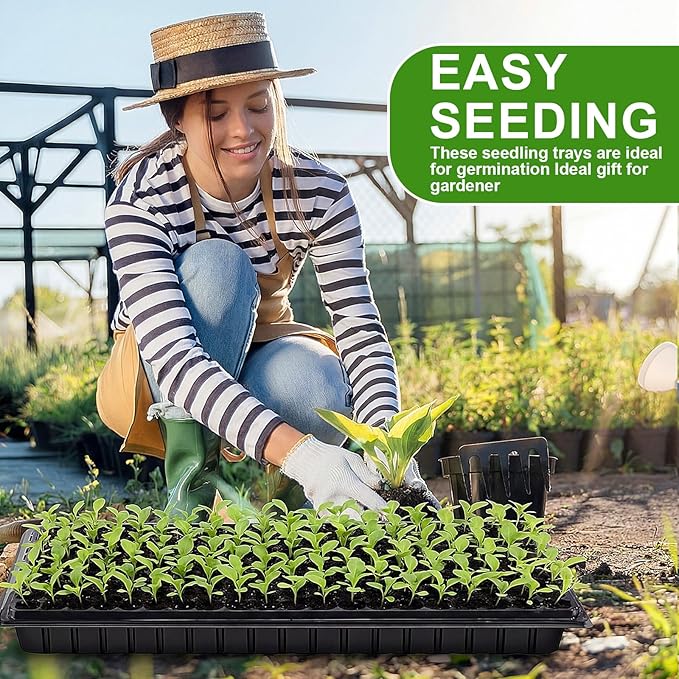 Vesici 20 Pack Seed Starter Trays 200 Cell Seedling Trays with 1020 Flat Tray Deep Plug Nursery Plant Pots for Germination Water Collection Indoor Outdoor Seed Starting &amp Transplanting
