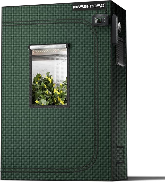 MARS HYDRO 4x2x6 Grow Tent Pro48x24x71 2000D Thickened Polyester Canvas &amp High Reflective Mylar Larger Observation Window Controller &amp Socket Hangerfor TSL2000/SP3000 Indoor Plant Growi