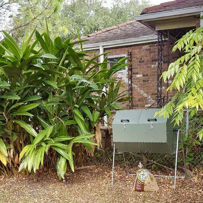 Jora Composter JK 400 - High Capacity Rotating Compost Tumbler - 13-21 Gal/Week - Heat Generating Insulated Design - Outdoor Compost Bin Tumbler - Dual Chamber Compost Tumbler