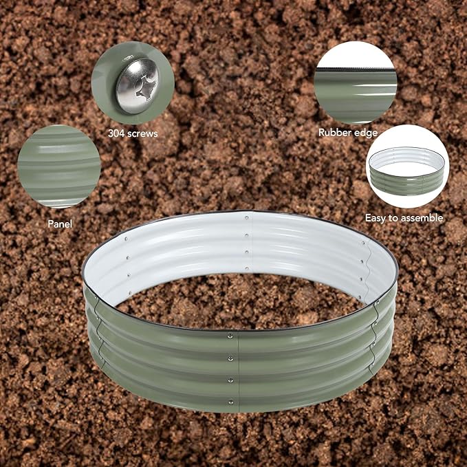 Fockety Garden Raised Bed Kit with Planter Rust Resistant Thick Raised Bed Kit with Smooth Edges Open Base for Outdoor Use (Light Green)