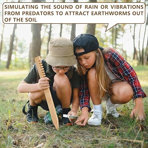 2 Pack Worm Grunting Sticks the Ultimate Worm Hunting Caller Device with 2 Boxes for Outdoor Family Fun Effortless Bait Collection and Garden Soil Aeration