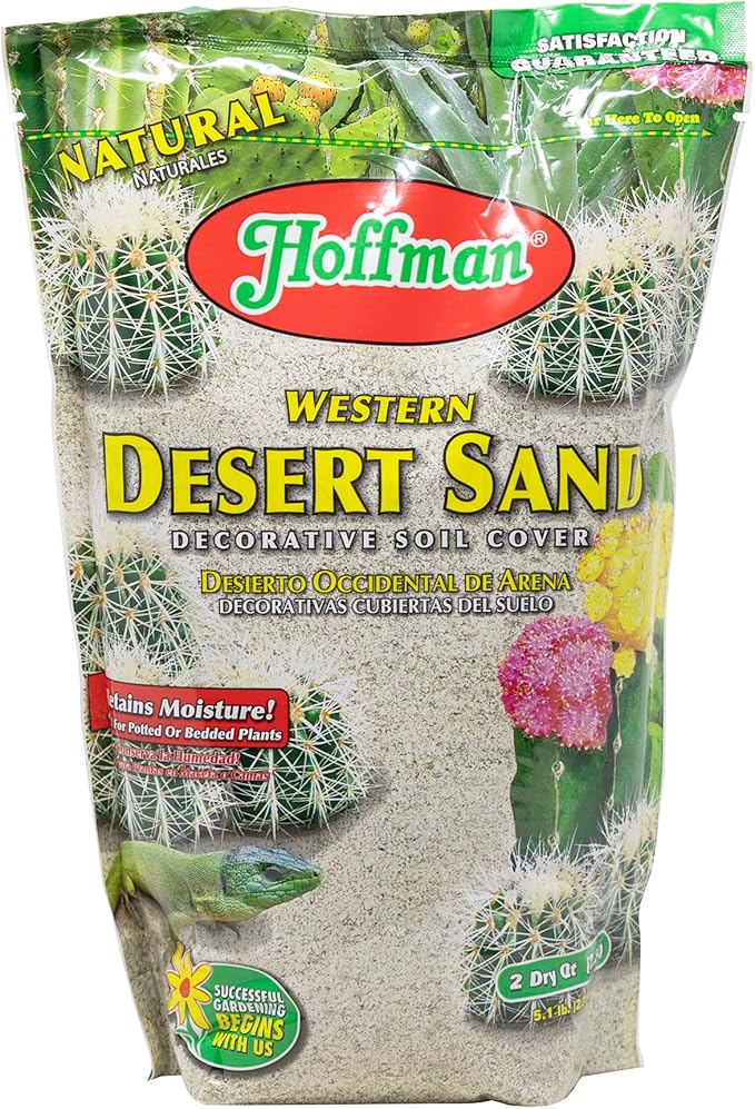 Hoffman Western Desert Sand Decorative Soil Cover for Potted or Bedded Plants 2 Dry Quarts 2 Pack