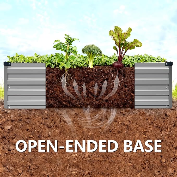 Vengarus 6x3x1FT (2 Pack) Galvanized Raised Garden Bed Kit Outdoor Metal Planter Box for Vegetables Rectangular Steel Container Easy Assembly (Silver)