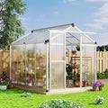 6x8 FT Greenhouse - Large Aluminum Greenhouses for Outdoors Heavy Duty Polycarbonate Greenhouse with Roof Vent&ampGround Nails Walk-in Green Houses for Garden Backyard Patio Easy Assembly