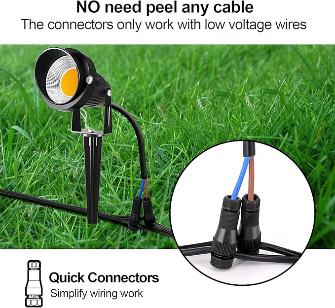 ZUCKEO 10W Landscape Lighting Low Voltage LED Landscape Lights IP66 Waterproof Landscape Spotlights Yard Lawn Garden Outdoor Lights 12V 24V 1000LM Warm White (12Pack with Connectors)