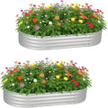 PayLessHere 6x3x1FT Galvanized Garden Bed Outdoor Elevated Raised Garden Bed Vegetables Flowers Garden Bed Galvanized Steel Garden Planter Box Oval Raised Bed Kit Silver