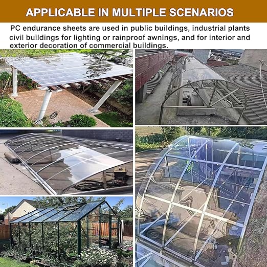 1mm /2mm Thick Clear Acrylic Plastic Sheet Polycarbonate Roofing SheetTransparent Sunlight PanelsRainproof PC Endurance BoardReplacement Cladding(Thick 1mm4 x 3.3ft)