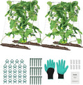 VEVOR Cucumber Trellis for Climbing Plants 35 H x 55 W Foldable Cucumber Trellis Set with Plant Clips Metal Garden Trellis for Raised Bed Outdoor Plant Grow Support for Tomato Vegetable(2 Pack)