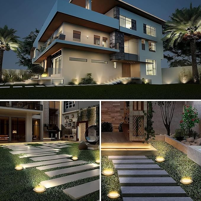 4-Pack Ultra-Thin LED In-Ground Lights IP67 Waterproof Outdoor Recessed Floor Lighting 3W LED Beam Spotlight for Garden/Yard/Patio Landscape Lighting(Blue3W(220V))