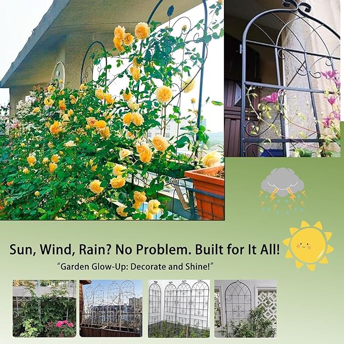 2 Pack 86.7 H Metal Garden Tall Trellis for Climbing Plants OutdoorLarge Heavy-Duty Outdoor Flower Plant 6-8 ft Support for Roses VinesRustproof Galvanized Powder-Coated Frame with Bird Decor