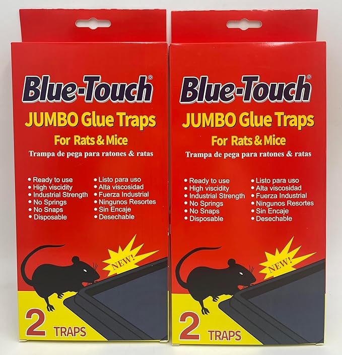 Blue-Touch Great Large Mouse Glue Traps Professional Mouse Glue Boards for Rats Mice Snakes and Pests. Jumbo Size 5.4 X 10.7 X 1 7 Packs - 14 Traps