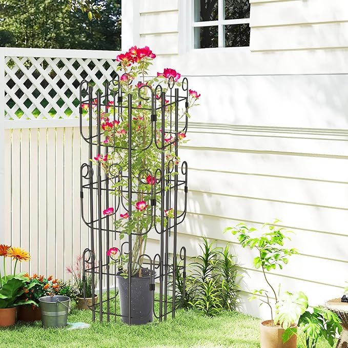 Garden Trellis for Climbing Plants Outdoor Rustproof Heavy Duty Plant Climber Support for Flowers Vine Cucumbers Expandable Height &amp Width No Dig Decorative Garden Fence Panels