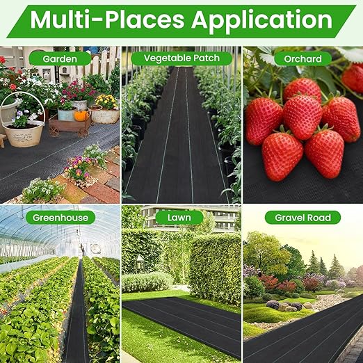 Weed Barrier Fabric 6x300ft Landscape Fabric 3.2oz Heavy Duty Durable Woven Geotextile Fabric High Permeability Ground Cover Mat Driveway Fabric Garden Weed Control Cloth with 20 U-Securing Pegs