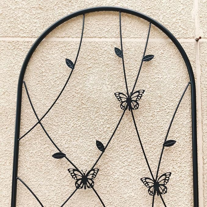 Sturdy Metal Garden Trellis for Climbing Plants – Rust-Resistant Outdoor Flower Support with Decorative Butterfly Design (2 Pack-H71'')